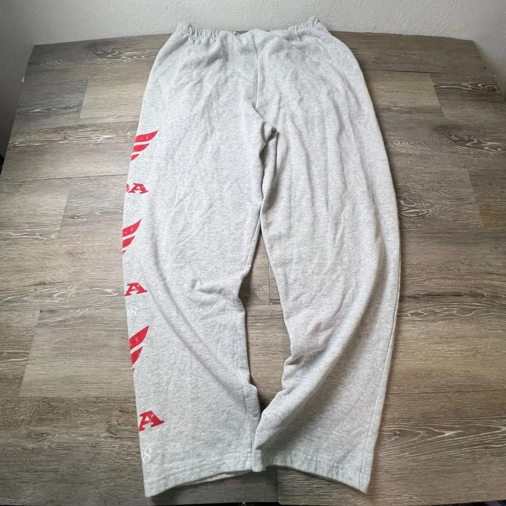 Honda Sweatpants Mens Large Gray Racing Team Graphic Wide Leg Streetwear Moto
